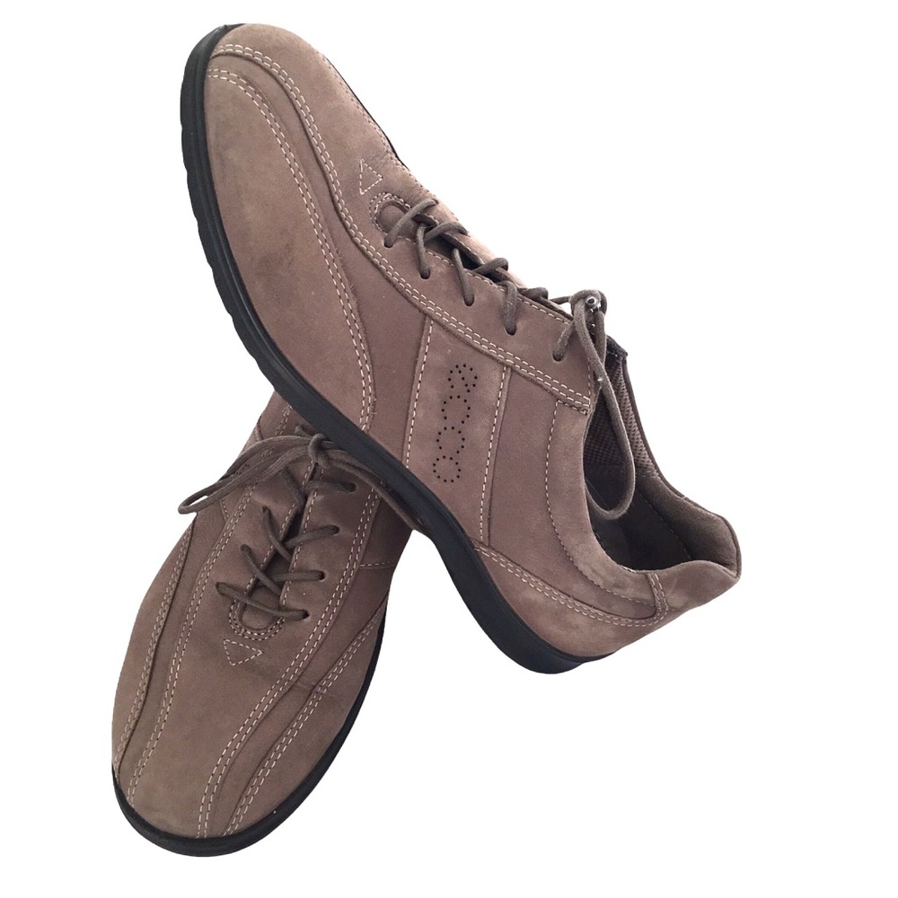 Ecco Nubuck Leather Lace Up Casual Shoes w Shock Point Soles 7/7.5 EU 38 Travel